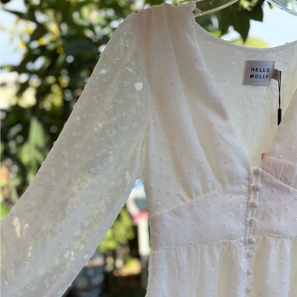 Hello Molly Twin Sister White Sheer Polka Dot Layered Fabric Mini Dress Size 2 - Picture 5 of 10